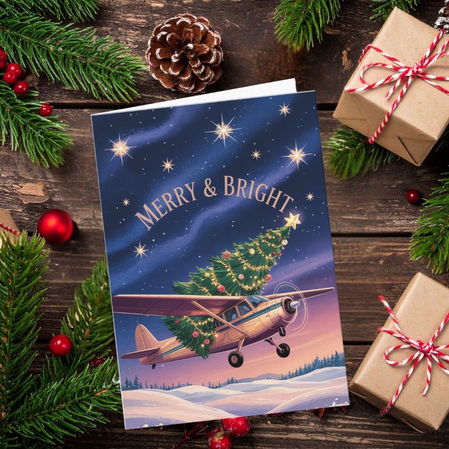 Cessna Airplane carries Christmas Tree Photo Funny Karte (Von Creator hochgeladen)