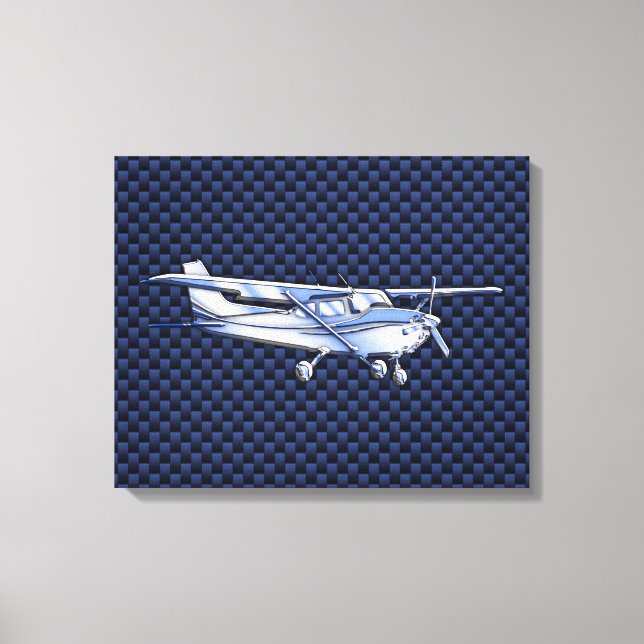 Cessna Blue Carbon Fiber Leinwanddruck (Vorderseite)
