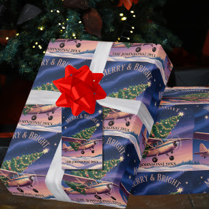 Cessna-Flugzeug trägt Weihnachtsbaum-Foto Lustig Geschenkpapier