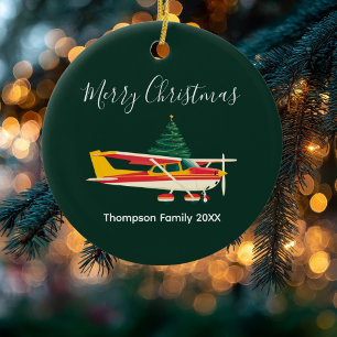 Cessna Flugzeug Weihnachtsbaum Lustiger Benutzerna Keramik Ornament