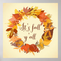 C'est Automne Y'all Feuilles d'automne Poster de l