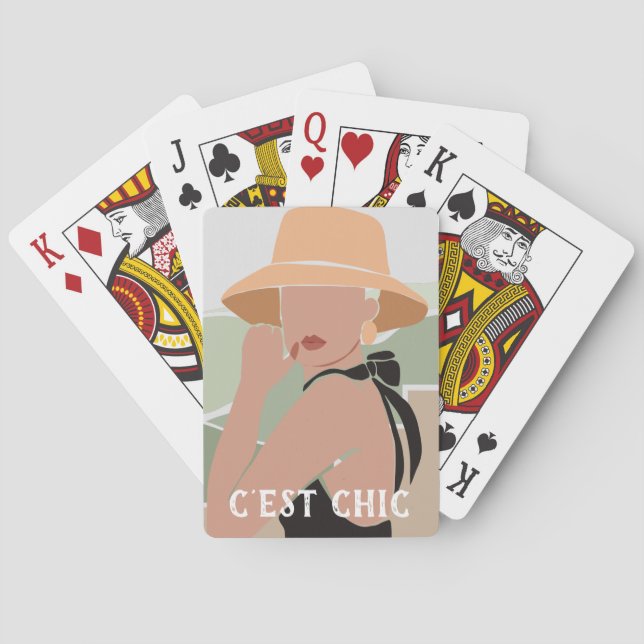 C'est Chic Elegant Summer French Women in SunHat Spielkarten (Rückseite)