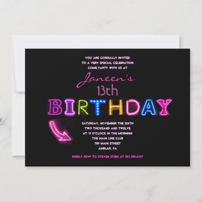 C'EST ÉLECTRIQUE ! Invitation de fête du 13e anniv (Devant)