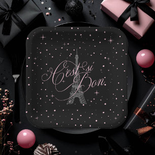 C'est ist Bon Parisian Sweet 16 Pink Black ID1162 Pappteller