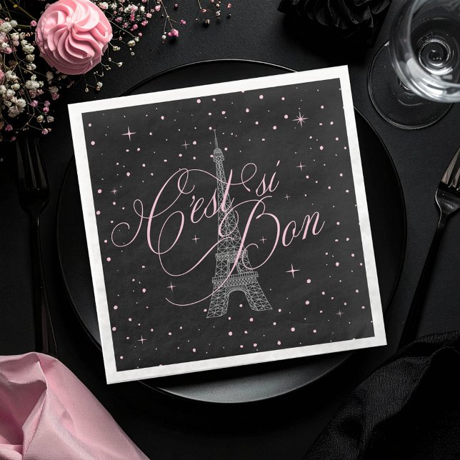 C'est ist Bon Parisian Sweet 16 Pink Black ID1162 Serviette (Von Creator hochgeladen)