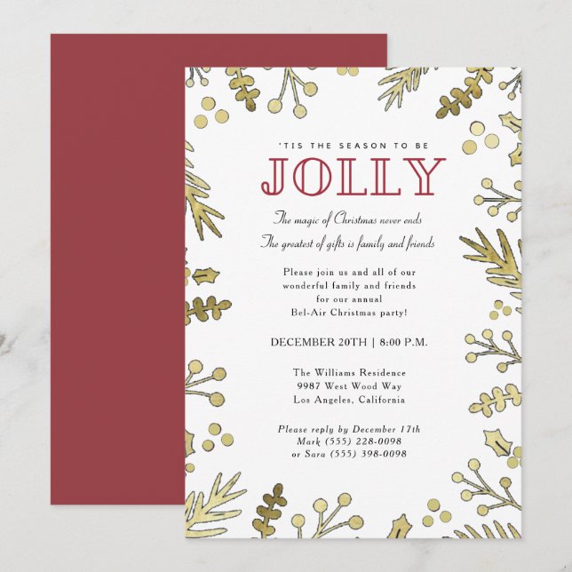 C'est la saison de Jolly Noël Invitation (Devant / Derrière)