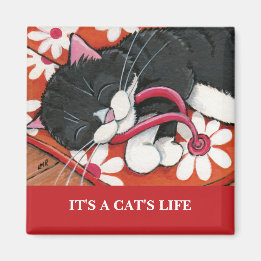 C'est la vie d'un chat | Magnet d'art de chat pers