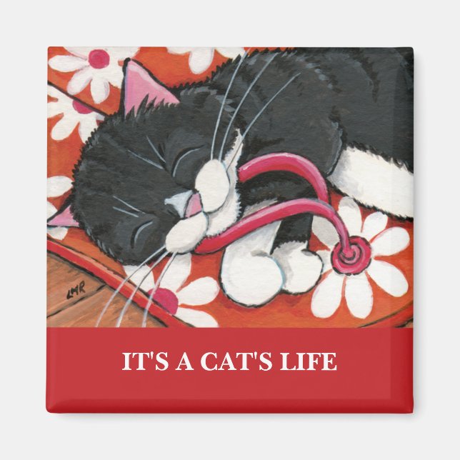 C'est la vie d'un chat | Magnet d'art de chat pers (Devant)