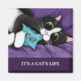 C'est la vie d'un chat | Magnet d'art de chat pers