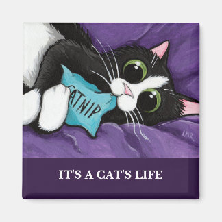 C'est la vie d'un chat | Magnet d'art de chat pers