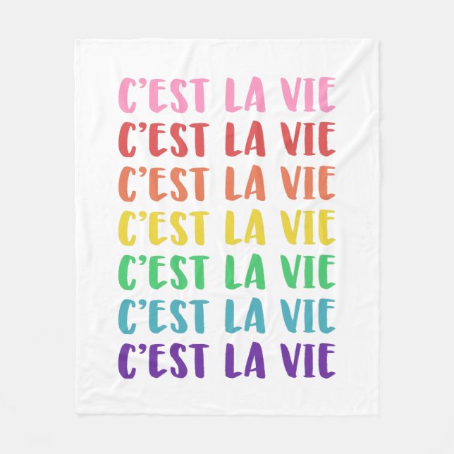 C'est La Vie Französisches Sprichwort in Rainbow L Fleecedecke (Vorderseite)