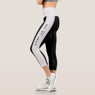 "C'est La Vie", Leggings Capris en bande blanche n