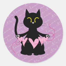 C'EST L'AMOUR - Joli Chat Noir & Sticker Coeur