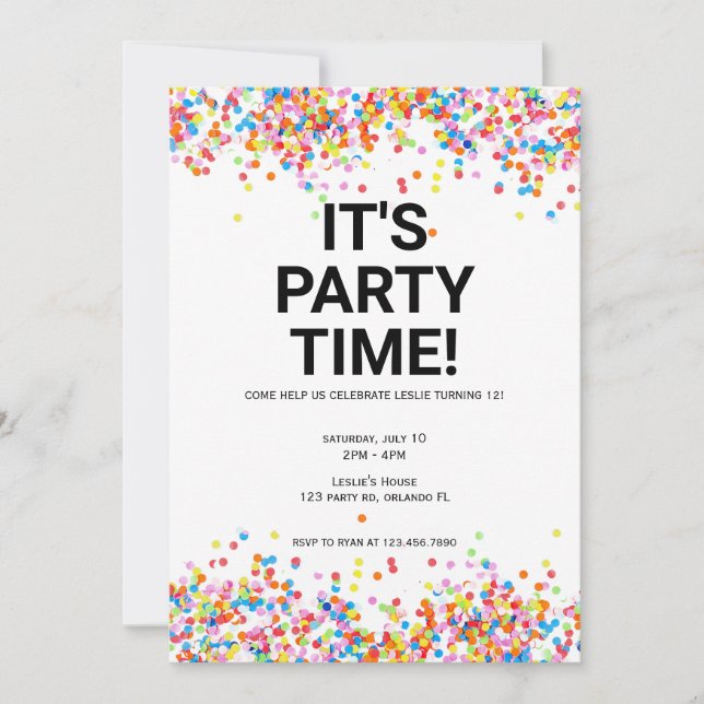 C'est le moment de la fête Invitation d'anniversai (Devant)