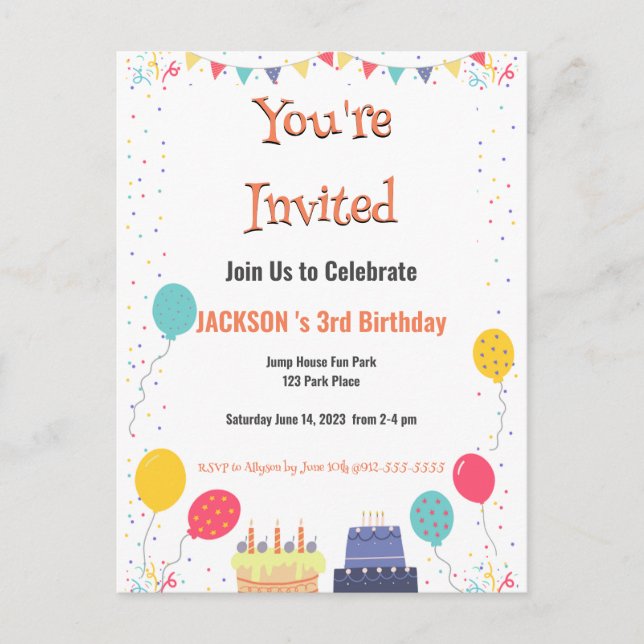 C'est l'heure de la fête Anniversaire Invitation (Devant)