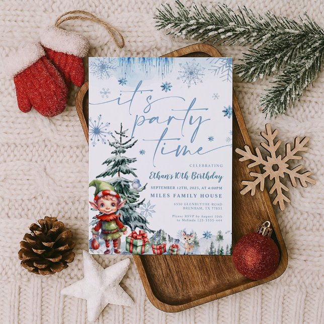 C'est l'heure de la fête Noël invitation anniversa (Créateur téléchargé)