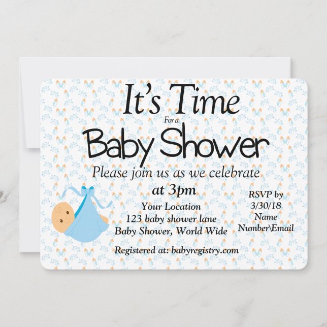 C'est l'heure d'une invitation Baby shower (Devant)