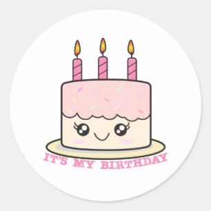 C'est mon Autocollant au gâteau rose d'anniversai