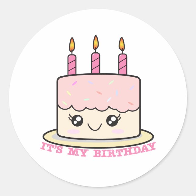 C'est mon Autocollant au gâteau rose d'anniversair (Devant)