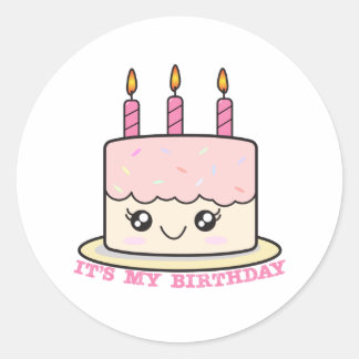 C'est mon Autocollant au gâteau rose d'anniversair