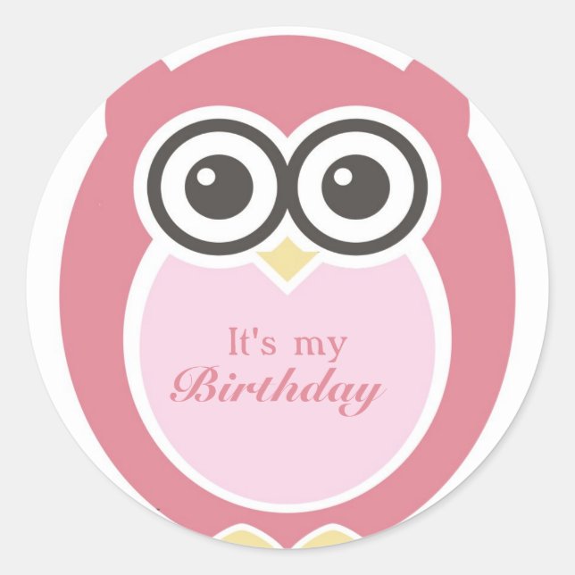 C'est My Birthday Stickers mignon Chouette rose Ca (Devant)
