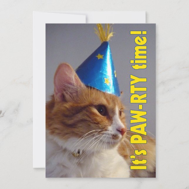 C'est Paw-rty Time Cat - Birthday Invitation (Devant)