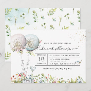 C'est Twins Boy Girl Balloon Invitation Baby showe