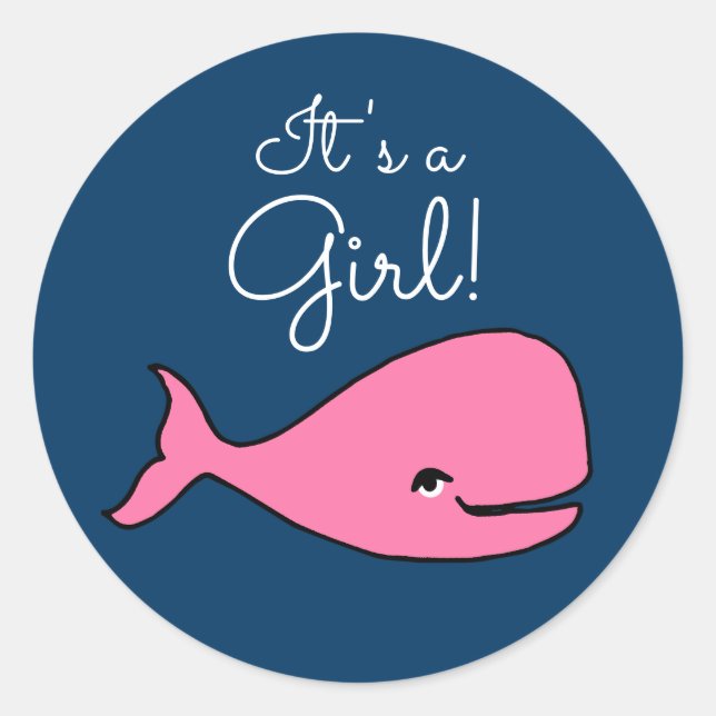 C'est un Autocollant de baleine rose fille (Devant)