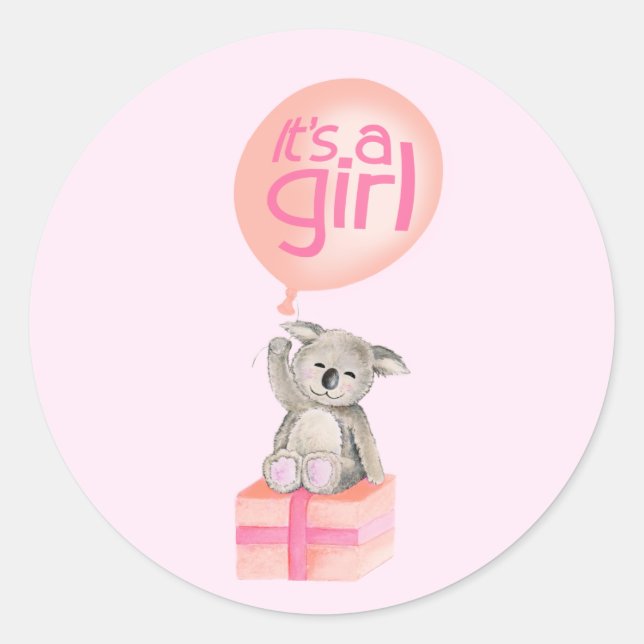 C'est un autocollant de ballons de koala fille (Devant)