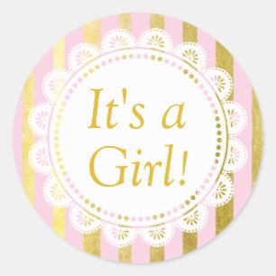 C'est un Autocollant pour bébé fille, rose et or
