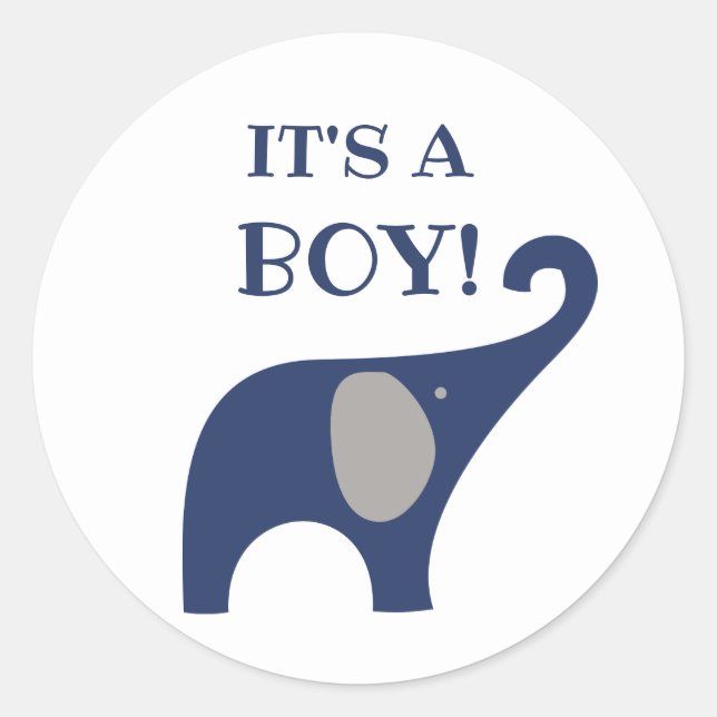 C'est un autocollant pour éléphant bleu garçon (Devant)