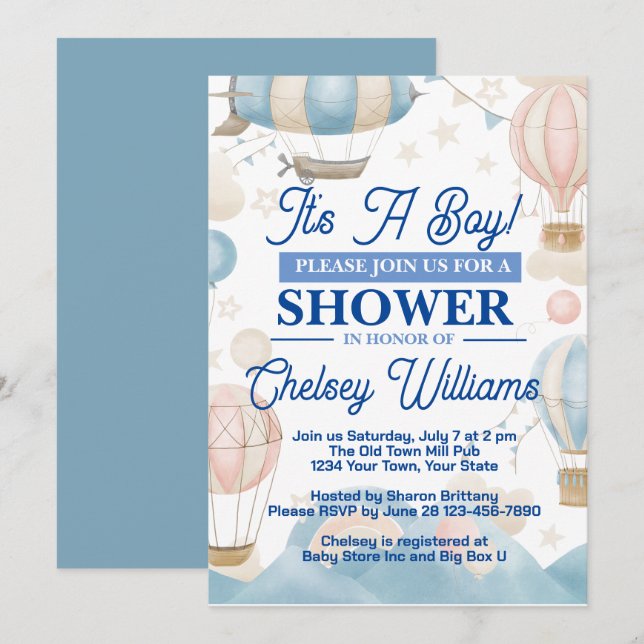 C'est un Baby shower garçon Invitation (Devant / Derrière)