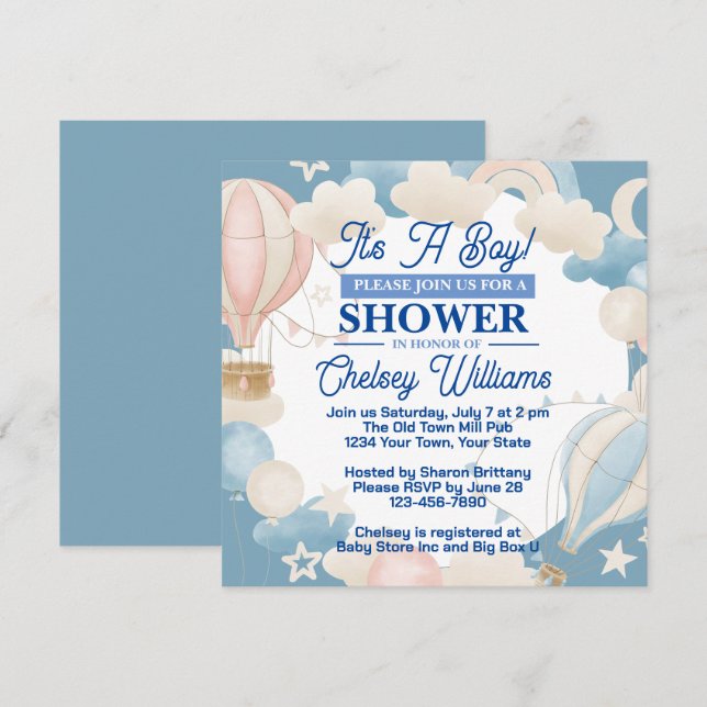 C'est un Baby shower garçon Invitation (Devant / Derrière)