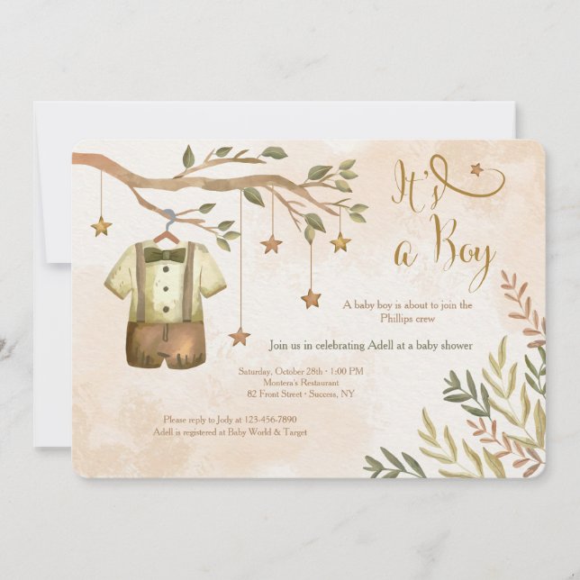 C'est un garçon Automne Baby Shower Invitations (Devant)