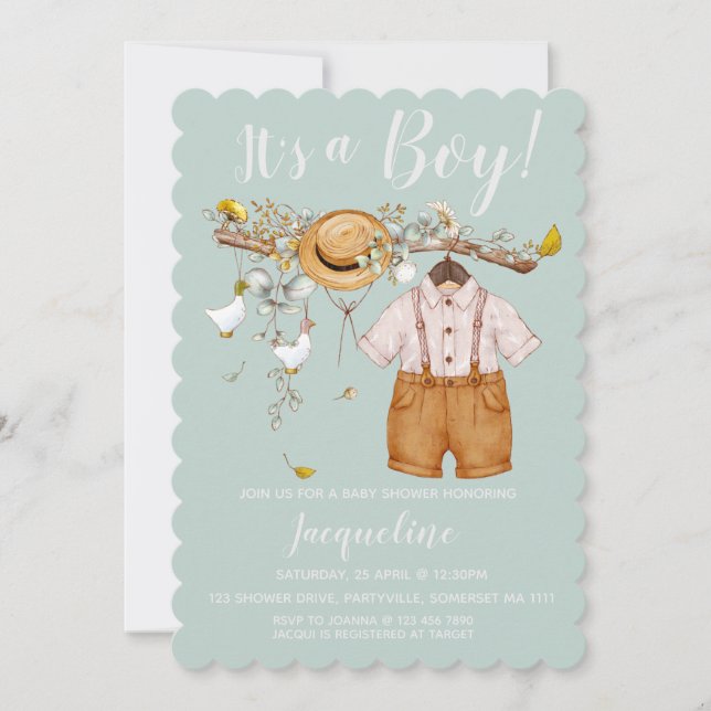 C'est un garçon Baby shower Floral Invitation (Devant)