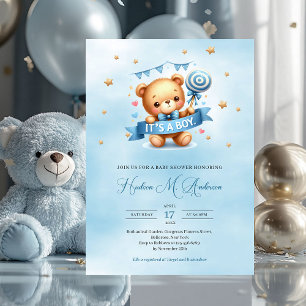 C'est un garçon baby shower invitation ourson