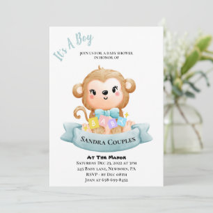 C'est un garçon Baby shower Monkey Invitation