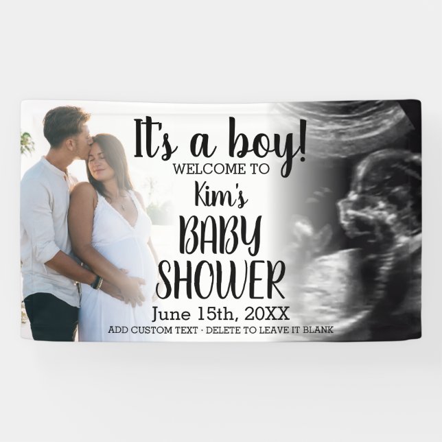 C'est un garçon Bannière de Baby shower moderne (Horizontal)