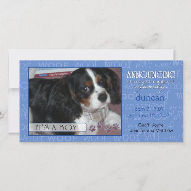 C'est un garçon - Carte photo animal (Devant)