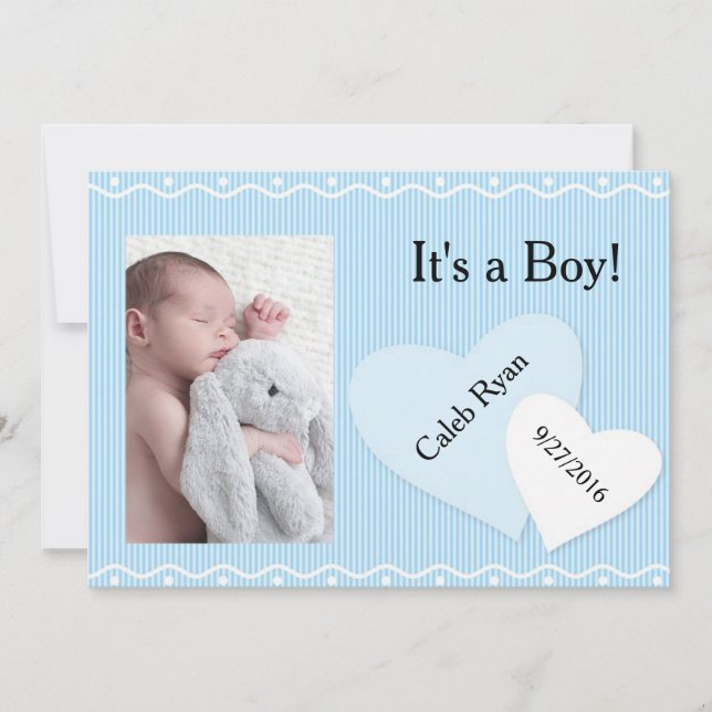 C'est un garçon ! Faire-part de naissance Coeurs B (Devant)