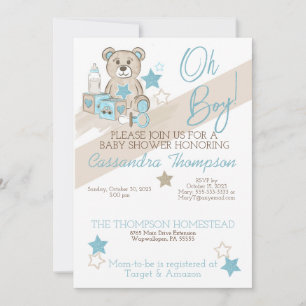 C'EST UN GARÇON INVITATION BABY SHOWER OURS