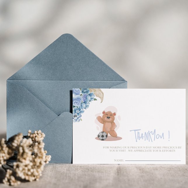 C'est un garçon ours Thankyou carte baby shower bl (Créateur téléchargé)