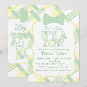 C'est un garçon, Pale Green Baby shower Invitation