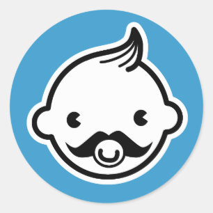 C'est un garçon ! Stickers Bleus Little Man Mustac