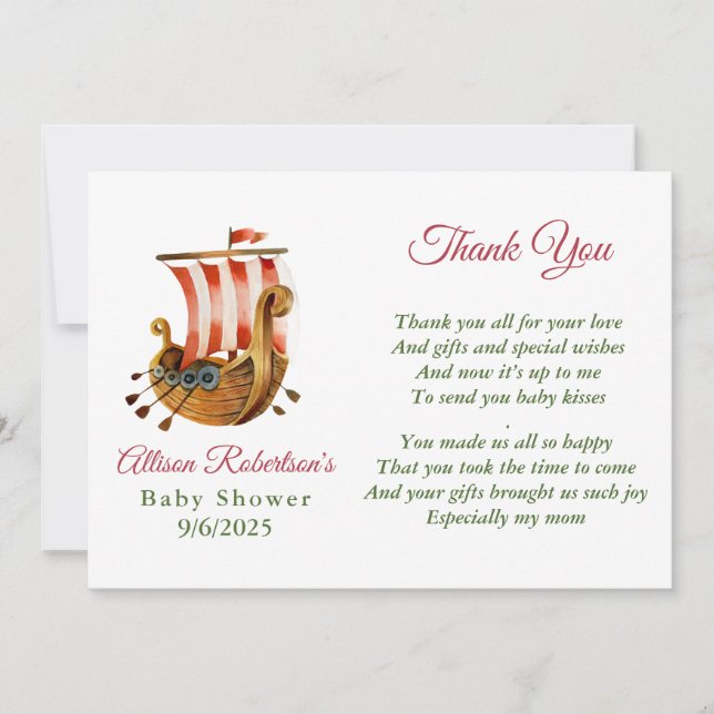 C'est un garçon Viking Party Baby shower Carte de  (Devant)