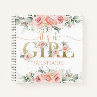 c'est un livre d'hôtes de baby shower à fleurs ros