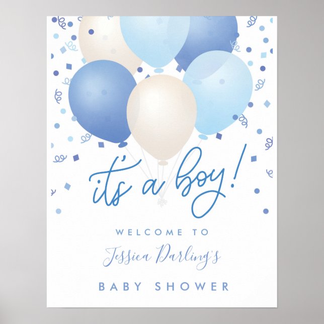 C'est un Poster de bienvenue de Baby shower bleu g (Devant)