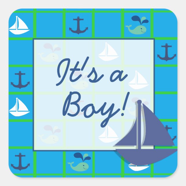 C'est un Sticker Baby shower Nautique Garçon (Devant)