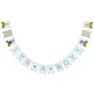 C'est une bannière de Baby shower à thème Boy, Woo