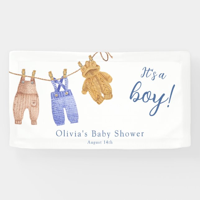 C'est une bannière de Baby shower bleu garçon (Horizontal)